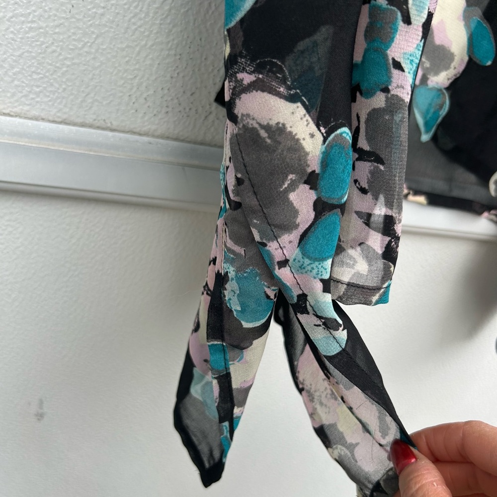 Betsey Johnson Kimono Floral Open Sheer Cover Up Wrap Resort Wear Boho OSFM Top - Picture 7 of 9